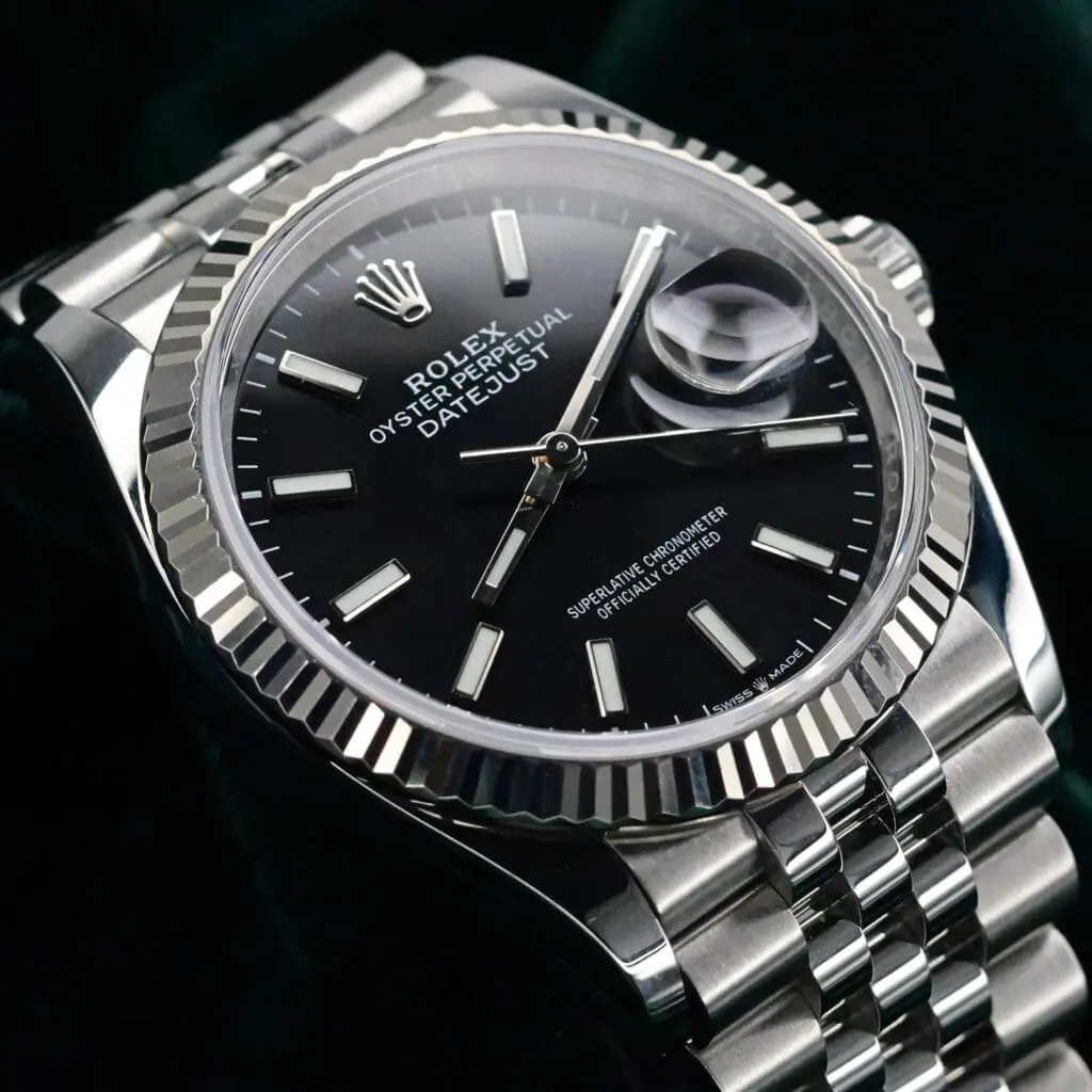 Rolex Datejust 36 Black Dial Stainless Steel Jubilee Bracelet MINT COMPLETE SET 126234-0015