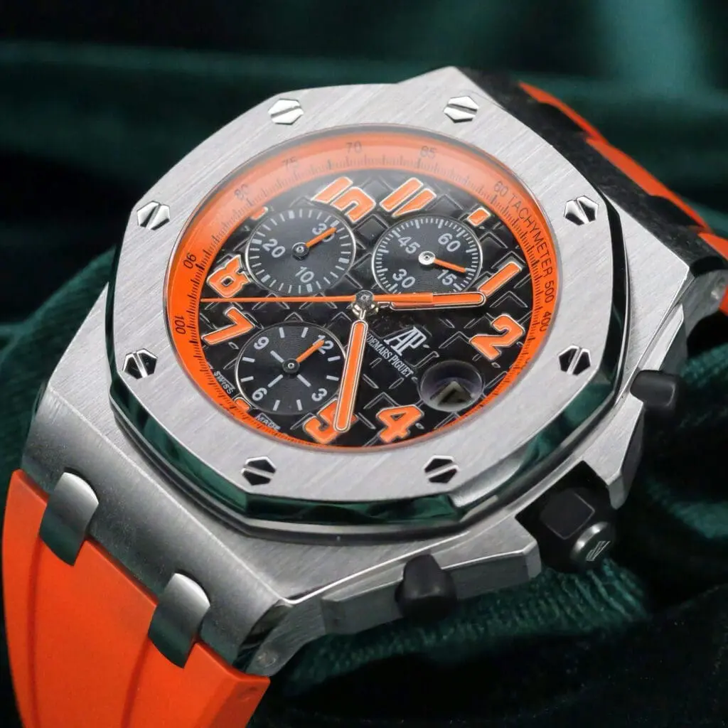 Audemars Piguet Royal Oak Offshore Chronograph "Volcano" Black Dial Orange Accent Orange Rubber Strap 42mm MINT CONDITION COMPLETE SET 26170ST.OO.D101CR.01