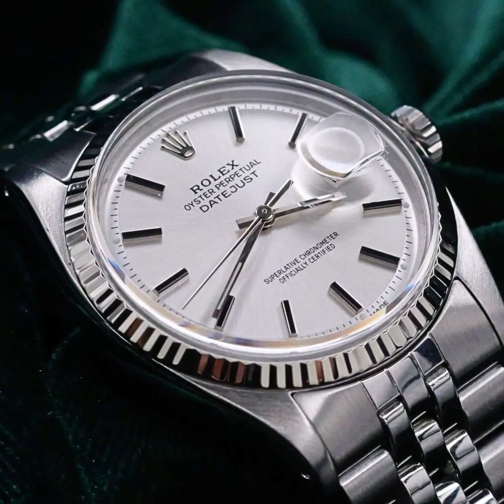 Rolex Datejust Silver Dial White Gold Fluted Bezel Jubilee Bracelet Stainless Steel 36mm MINT CONDITION 1601
