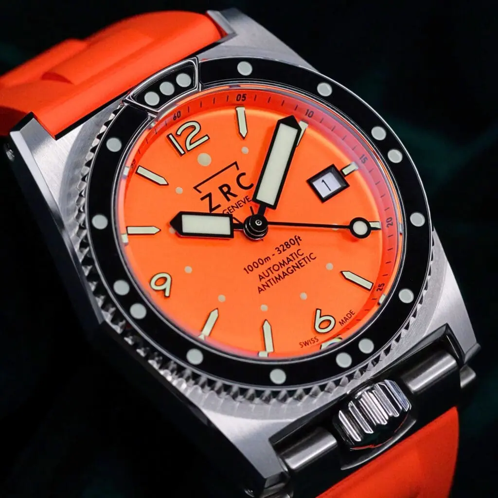 2024 ZRC GF300 MN64 "Tangerine" Orange Dial Orange Rubber Strap Stainless Steel 41.5mm MINT CONDITION COMPLETE SET GF41199
