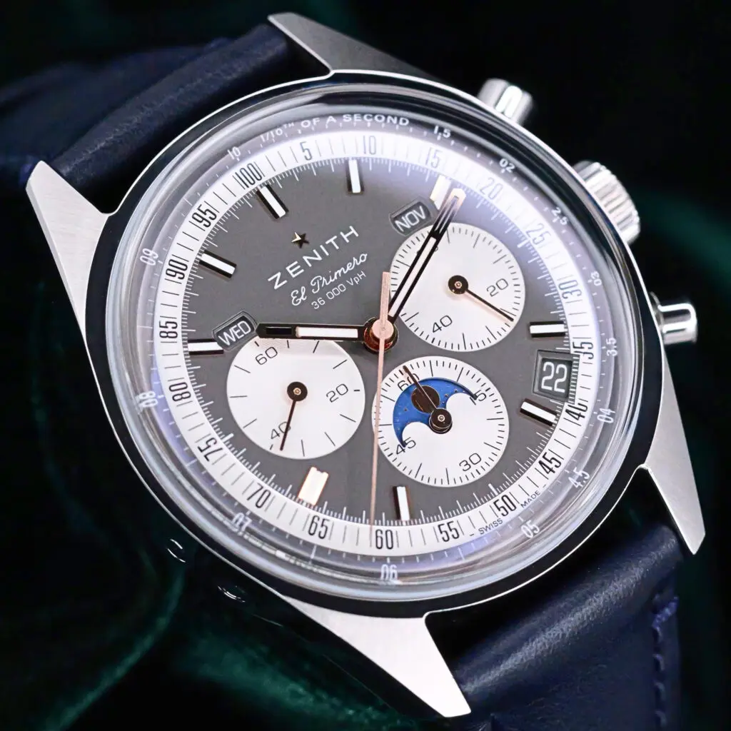2025 Zenith Chronomaster Original Triple Calendar Slate Grey Dial Blue Leather Strap Stainless Steel 38mm MINT CONDITION COMPLETE SET 03.3400.3610/39.C910