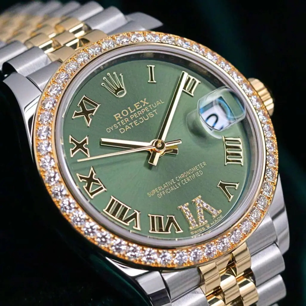 2026 NEW UNWORN Rolex Datejust 31 Roman Green Dial Diamond Bezel Jubilee Bracelet Yellow Gold Stainless Steel 31mm COMPLETE SET 278383RBR