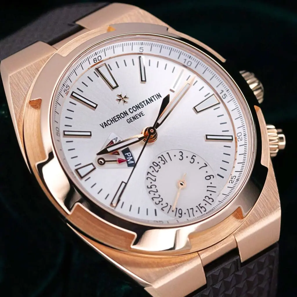 Vacheron Constantin Overseas Dual Time Silver Dial Brown Rubber Strap Rose Gold 41mm MINT CONDITION COMPLETE SET 7900V/000R-B336
