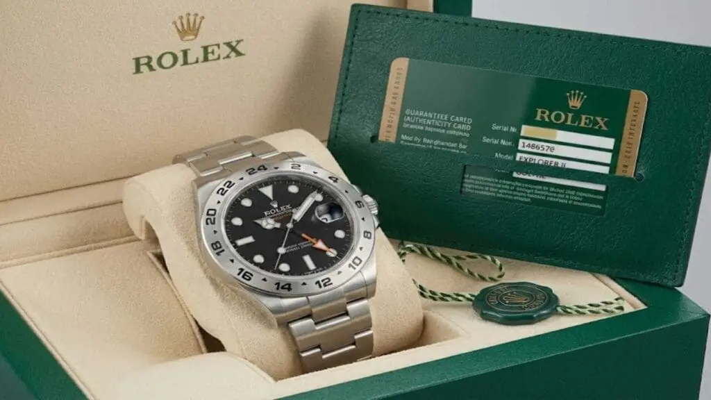 rolex watch in a box with authenticity