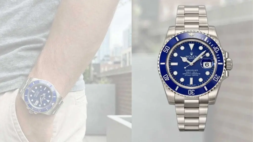 Man Wearing a Rolex Submariner Smurf