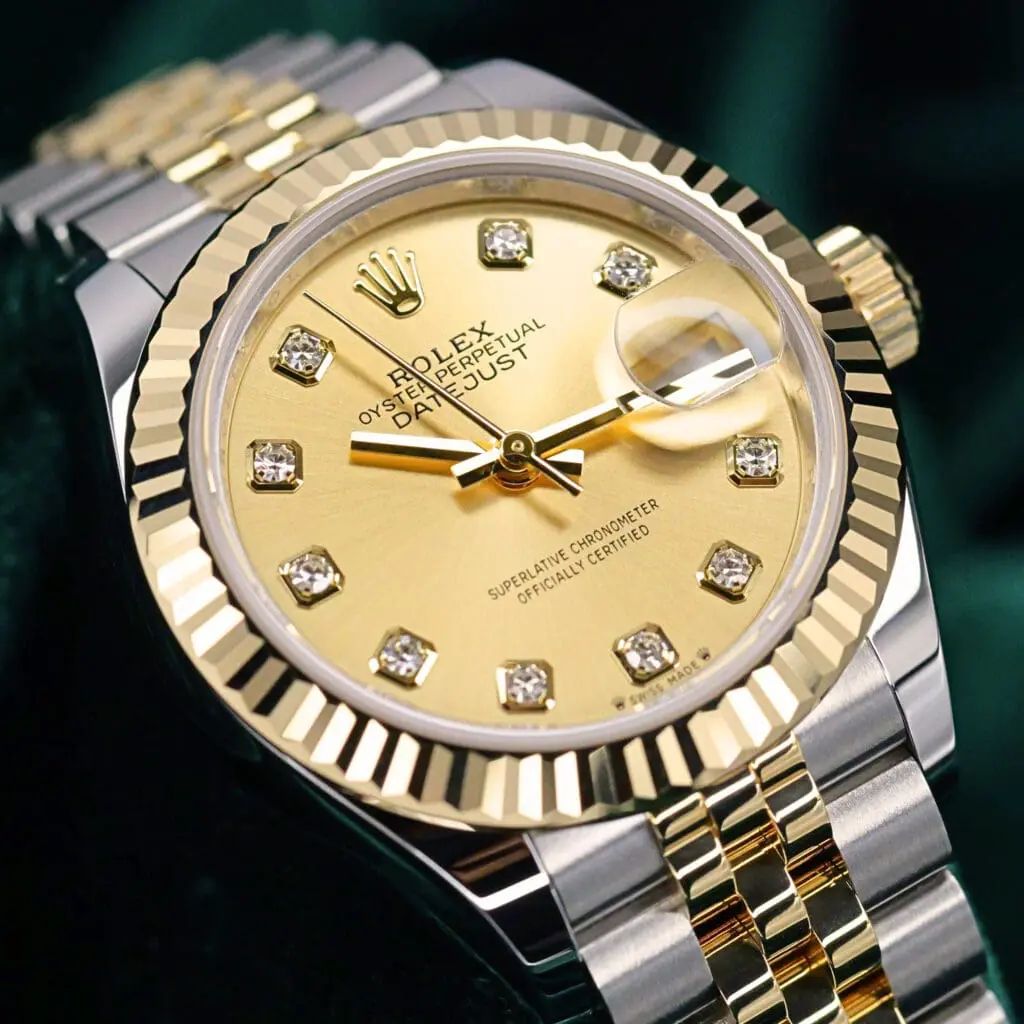 2026 NEW UNWORN Rolex Lady-Datejust Champagne Dial Diamond Markers Fluted Bezel Two-Tone 18K Yellow Gold Jubilee Bracelet Stainless Steel 28mm COMPLETE SET 279173