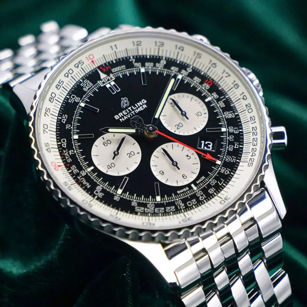 Breitling Navitimer 1 B01 Chronograph Black Dial Silver Subdials Stainless Steel 46mm MINT CONDITION COMPLETE SET AB0127211B1A1