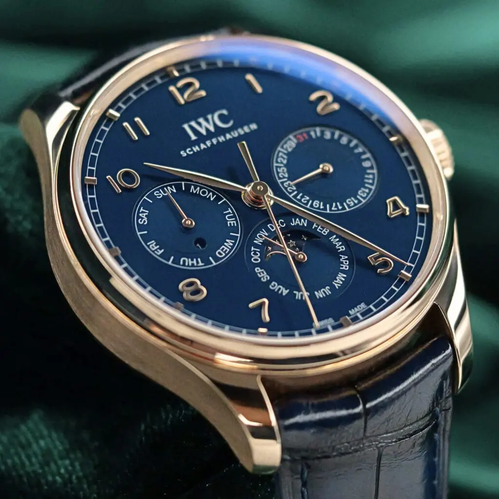 IWC Portugieser Perpetual Calendar Blue Dial Blue Alligator Strap