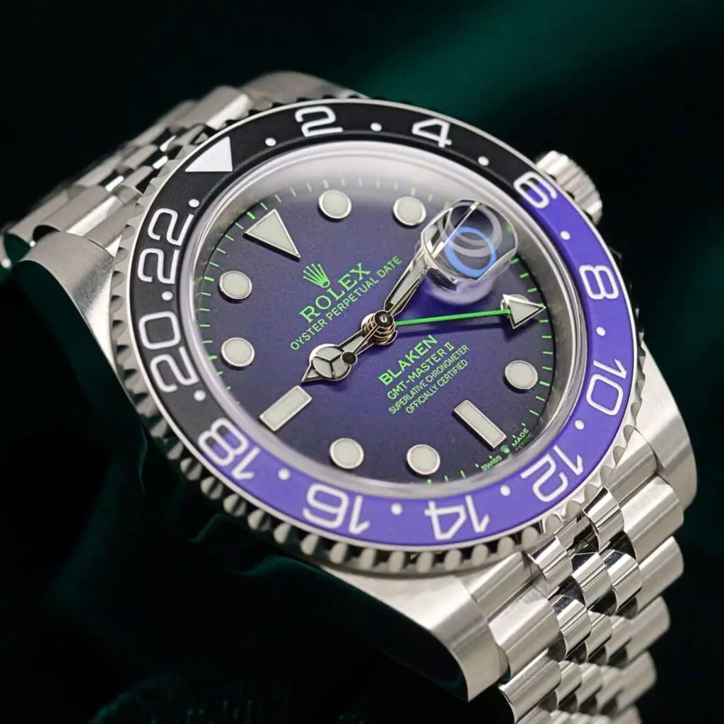 NEW UNWORN Rolex GMT-Master II "Joker" Blaken Purple Dial Green Accents Black Purple Ceramic Bezel Jubilee Bracelet Stainless Steel 40mm COMPLETE SET 126710BLNR