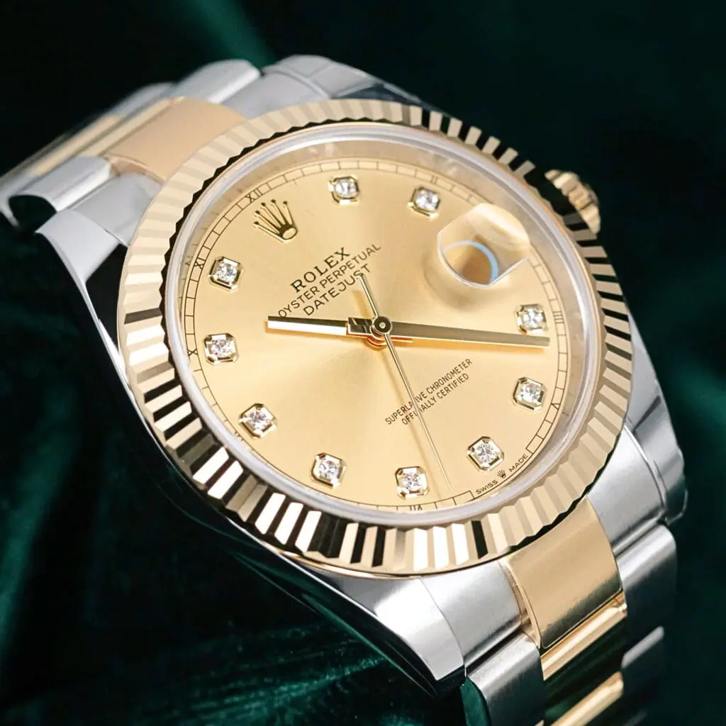 2025 NEW UNWORN Rolex Datejust 41 Champagne Dial Diamond Markers Oyster Bracelet Two-Tone 18K Yellow Gold Stainless Steel 41mm COMPLETE SET 126333