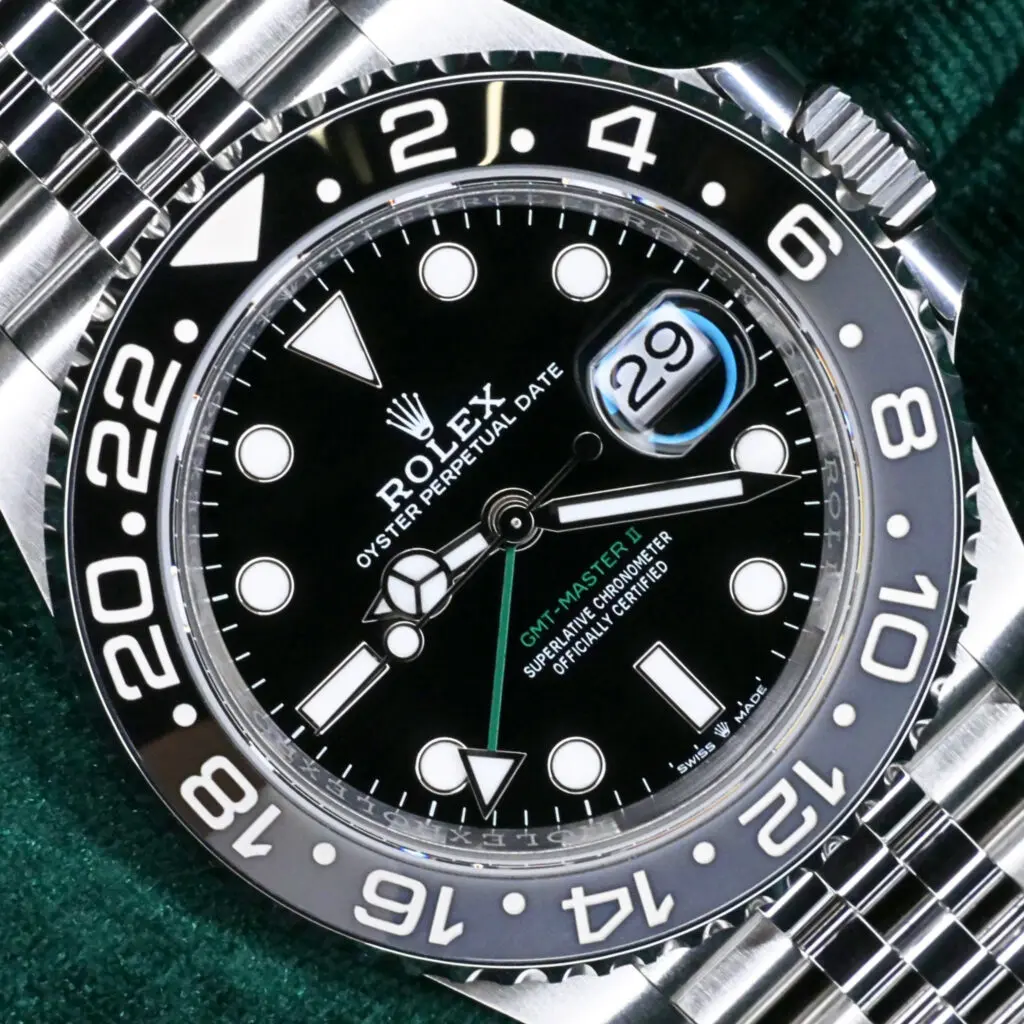 Rolex GMT-Master II "Bruce Wayne" Black Dial Black Grey Ceramic Bezel Jubilee Bracelet Stainless Steel 40mm MINT CONDITION COMPLETE SET 126710GRNR