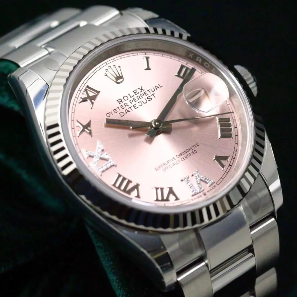 2026 NEW UNWORN Rolex Datejust 36mm Pink Roman Dial Diamond 18K White Gold Fluted Bezel Oyster Bracelet Stainless Steel COMPLETE SET 126234
