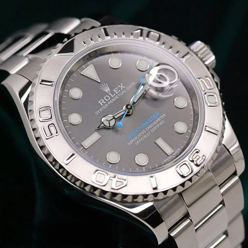 Rolex Yacht-Master Rhodium Grey Dial Platinum Bezel Oyster Bracelet Stainless Steel 40mm MINT CONDITION COMPLETE SET 116622