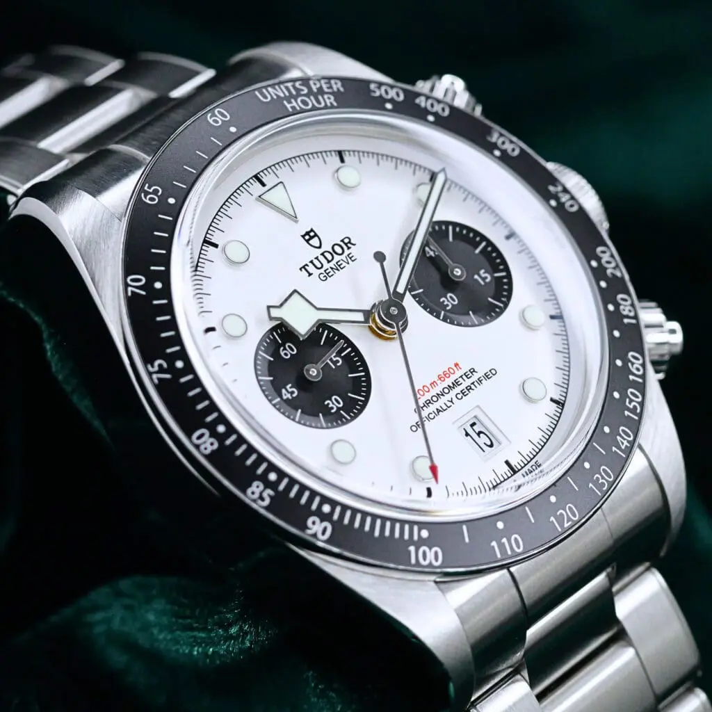 Tudor Black Bay Chrono "Panda" White Dial Black Bezel Oyster Bracelet Stainless Steel 41mm  MINT CONDITION COMPLETE SET 79360N