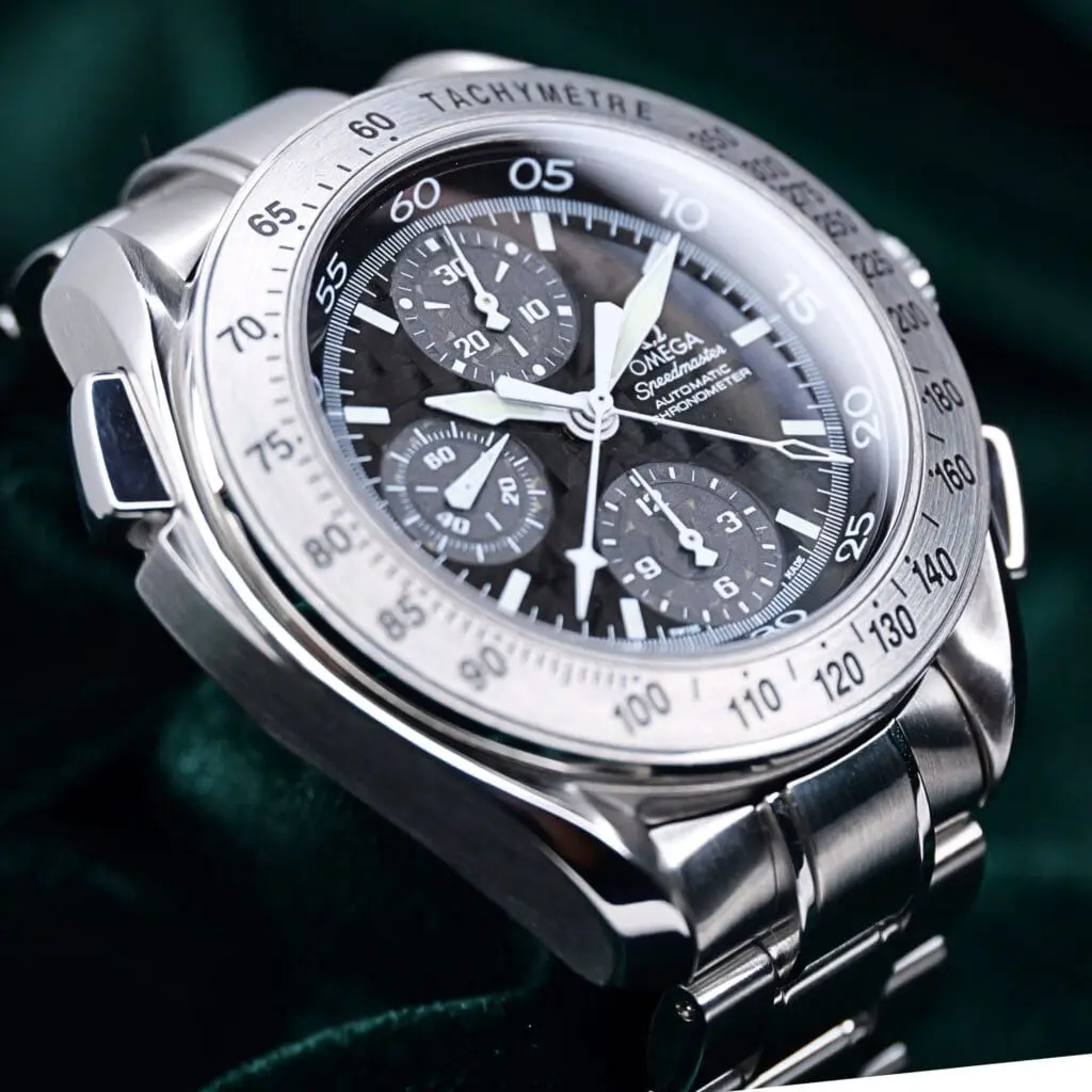 Omega Speedmaster Split-Seconds "Rattrapante" Black Carbon Fiber Dial Stainless Steel 42mm MINT CONDITION 3540.50