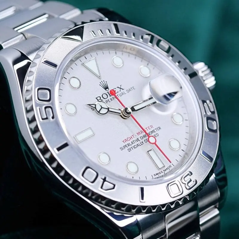 Rolex Yacht-Master Silver Dial Platinum Bezel Oyster Bracelet Stainless Steel 40mm MINT CONDITION COMPLETE SET 116622