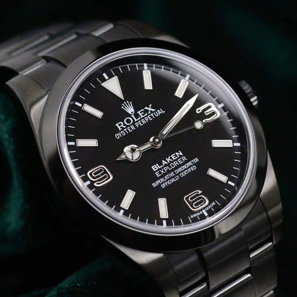 Rolex Explorer Blaken Black Dial Oyster Bracelet DLC Black Stainless Steel 39mm MINT CONDITION COMPLETE SET 214270