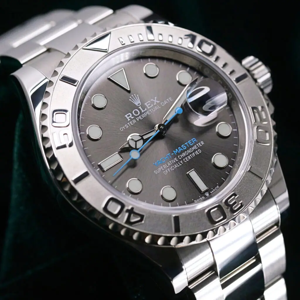 Rolex Yacht-Master Rhodium Slate Dial Platinum Bezel Oyster Bracelet Stainless Steel 40mm MINT COMPLETE SET 126622
