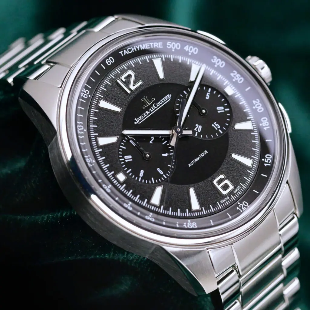 Jaeger-LeCoultre Polaris Chronograph Black Dial Stainless Steel Bracelet 42mm MINT CONDITION COMPLETE SET Q9028170