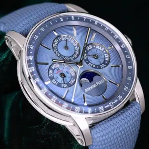 Audemars Piguet Code 11.59 Perpetual Calendar Smoked Blue Dial Blue Rubber Strap 18K White Gold 41mm MINT CONDITION COMPLETE SET 26494BC.OO.D350KB.01