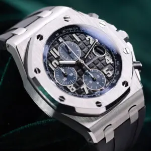 Audemars Piguet Royal Oak Offshore Chronograph "Batman" Black Dial Blue Accents Black Rubber Strap Stainless Steel 42mm MINT CONDITION COMPLETE SET 26470ST.OO.A028CR.01