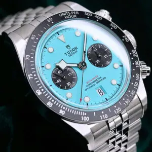 2025 Tudor Black Bay Chrono "Flamingo Blue" Turquoise Dial Black Bezel Stainless Steel 41mm MINT CONDITION COMPLETE SET 79360N-0024