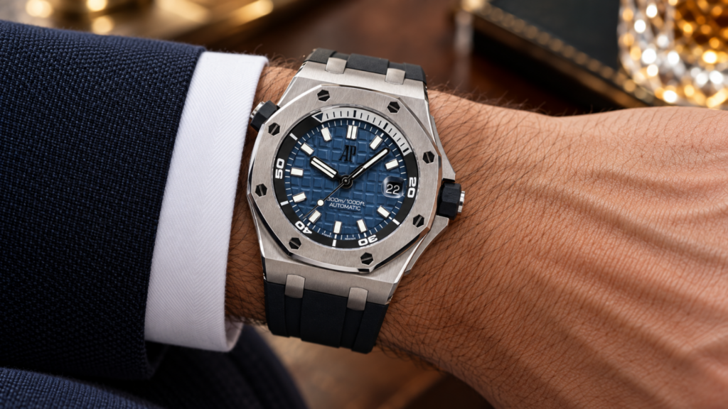 AP Royal Oak Offshore 42mm Diver Blue Dial & Rubber Strap 15720ST - On the wrist