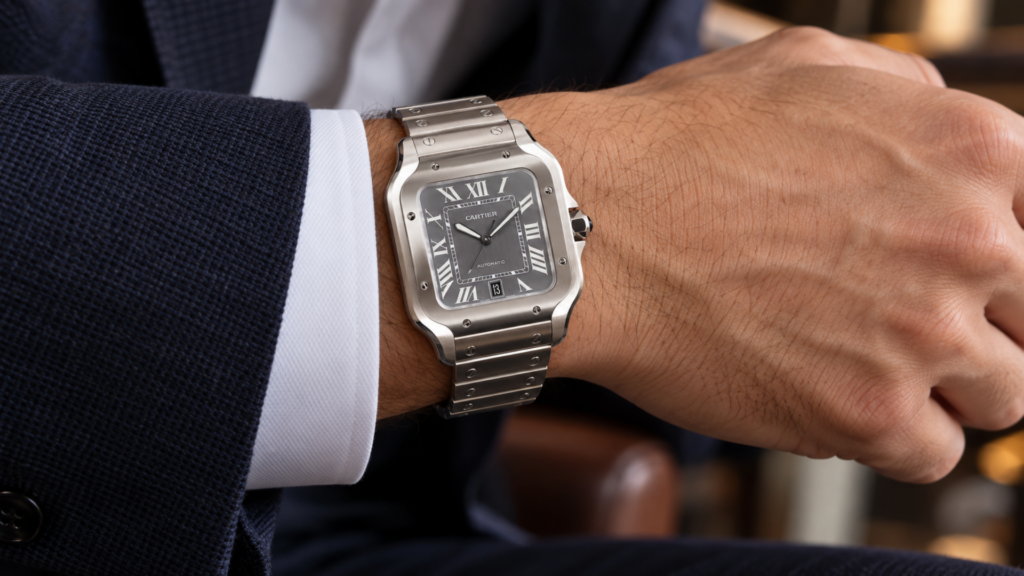 Cartier Santos de Cartier Large Steel ADLC Bezel / Steel Bracelet