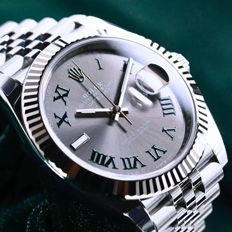 2026 NEW UNWORN Rolex Datejust 41 "Wimbledon" Slate Grey Dial Fluted Bezel Jubilee Bracelet Stainless Steel 18K White Gold 41mm COMPLETE SET 126334-0022
