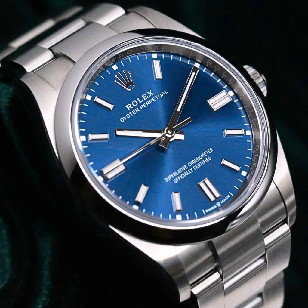 Rolex Oyster Perpetual Bright Blue Dial Oyster Bracelet Stainless Steel 36mm MINT CONDITION COMPLETE SET 126000