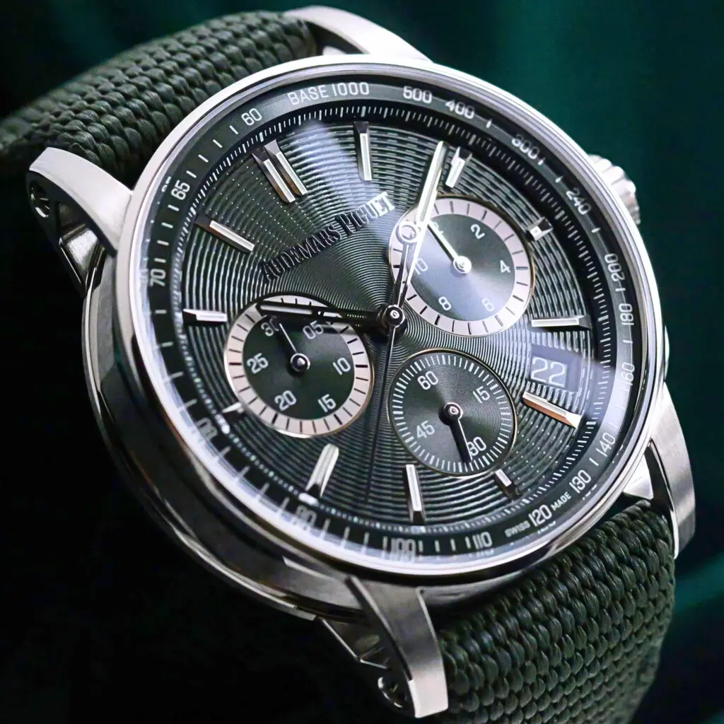 Audemars Piguet Code 11.59 Chronograph 41mm Green Dial Green Rubber Strap Stainless Steel MINT COMPLETE SET 26393ST.OO.A056KB.01