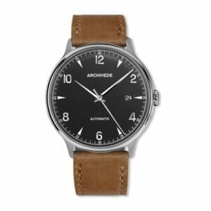 Archimede 1950-2 Stainless Steel / Black / Brown Leather UA8068P-A3.3