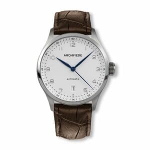 Archimede Klassik 39 Stainless Steel / Silver / Brown Leather UA7969-A3.4