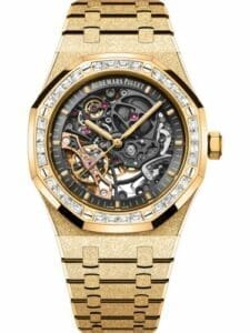 Audemars Piguet Royal Oak 41 Double Balance Wheel Openworked Frosted Yellow Gold - Baguette     15412BA.ZG.1224BA.01