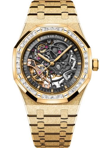 Audemars Piguet Royal Oak 41 Double Balance Wheel Openworked Frosted Yellow Gold - Baguette 15412BA.ZG.1224BA.01