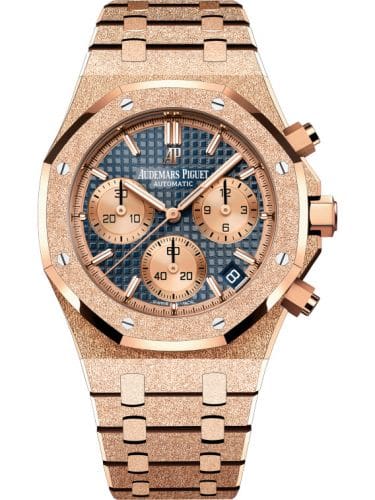 Audemars Piguet Royal Oak Chronograph 41 Frosted Pink Gold Blue Bracelet 26239OR.GG.1224OR.01