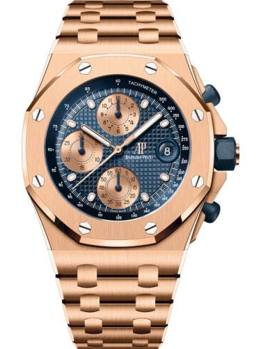 Audemars Piguet Royal Oak Offshore Pink Gold Blue Bracelet 26238OR.OO.2000OR.01