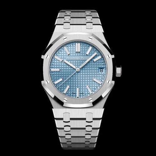 Audemars Piguet Royal Oak Selfwinding White Gold Light Blue - Baguette 50 Years 15510BC.OO.1320BC.01