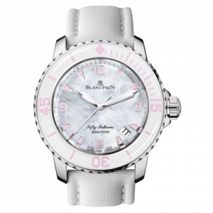 Blancpain Fifty Fathoms Automatique Stainless Steel / Mother of Pearl / White Canvas 5015-1144-52