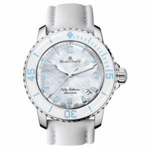 Blancpain Fifty Fathoms Automatique Stainless Steel / White Mother Of Pearl / White Canvas 5015A-1144-52A