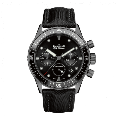 Blancpain Fifty Fathoms Bathyscaphe Flyback Chronograph Black Ceramic / Black / Black Canvas 5200-0130-B52A