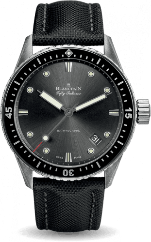 Blancpain Fifty Fathoms Bathyscaphe Stainless Steel / Grey / Black Canvas 5000-1110-B52A
