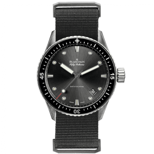 Blancpain Fifty Fathoms Bathyscaphe Stainless Steel / Grey / Grey Nato 5000-1110-NABA