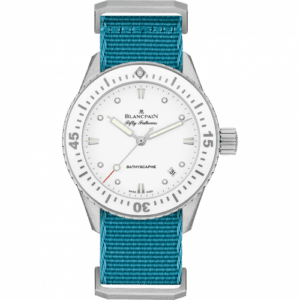 Blancpain Fifty Fathoms Bathyscaphe Stainless Steel / White / Baby Blue Nato 5100-1127-NAT