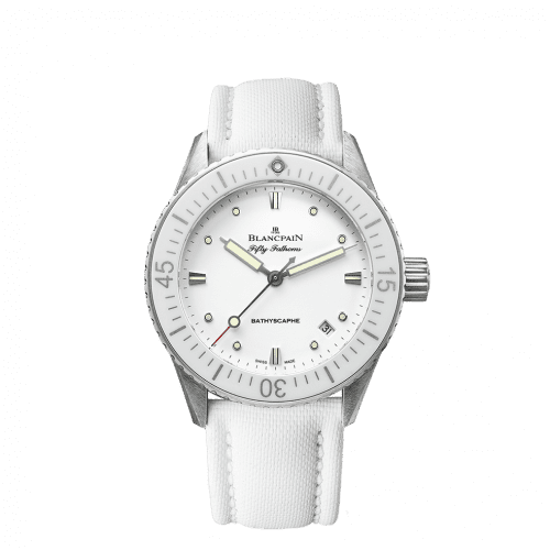 Blancpain Fifty Fathoms Bathyscaphe Stainless Steel / White / White Canvas 5100-1127-W52A