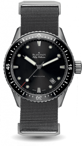 Blancpain Fifty Fathoms Bathyscaphe Titanium / Black / Grey Nato 5000-1230-NABA