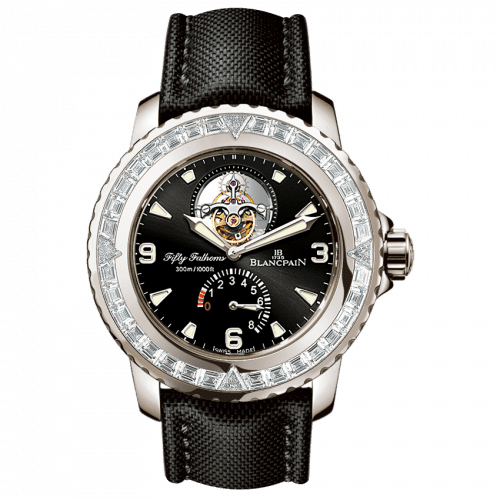 Blancpain Fifty Fathoms Tourbillon 8 Jours White Gold / Diamonds / Black Canvas 5025-5230-52A