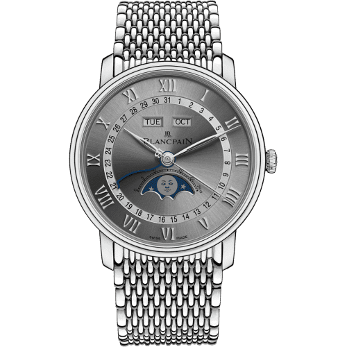 Blancpain Villeret Quantième Complet 40mm Stainless Steel / Grey / Bracelet 6654-1113-MMB
