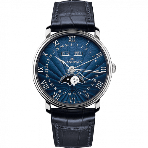 Blancpain Villeret Quantième Complet 40mm White Gold / Flinqué 6654-1529-55B