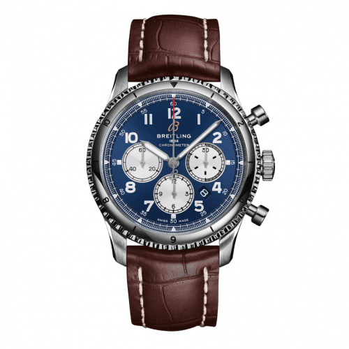Breitling Aviator 8 B01 Chronograph 43 Stainless Steel / Blue / Croco / Folding AB0119131C1P4